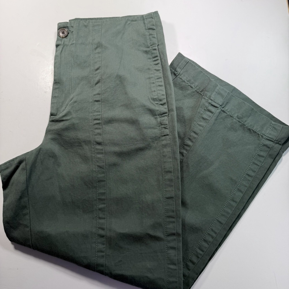 LOFT high Rise Wide Leg Pants 8 NWT Green Classic Cotton Linen Blend